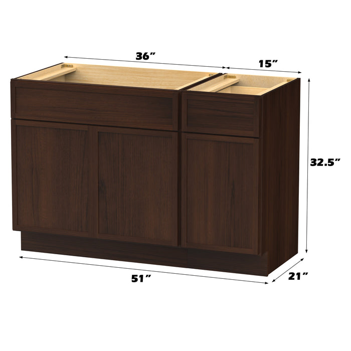 51" Modern Freestanding Birch & Plywood Bathroom Vanity Base Only – Shaker Style Storage Cabinet with 1 Drawer & 3 Soft-Closing Doors VA4136-151 - HomeBeyond
