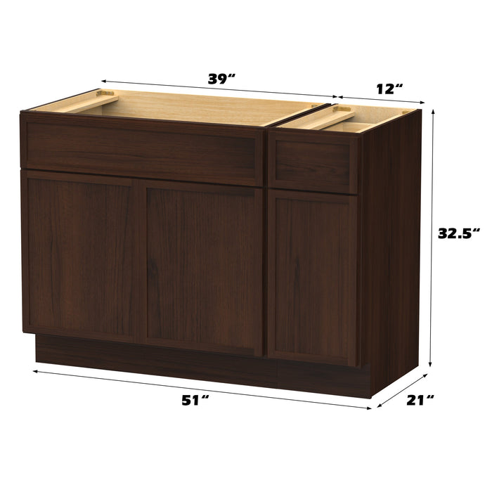 51" Modern Freestanding Birch & Plywood Bathroom Vanity Base Only – Shaker Style Storage Cabinet with 1 Drawer & 3 Soft-Closing Doors VA4139-121 - HomeBeyond