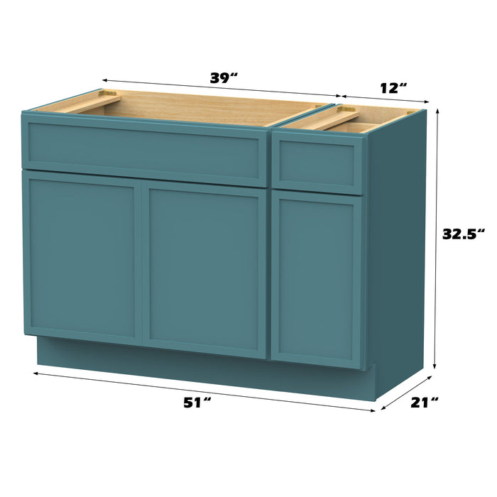 51" Modern Freestanding Birch & Plywood Bathroom Vanity Base Only – Shaker Style Storage Cabinet with 1 Drawer & 3 Soft-Closing Doors VA4139-121 - HomeBeyond