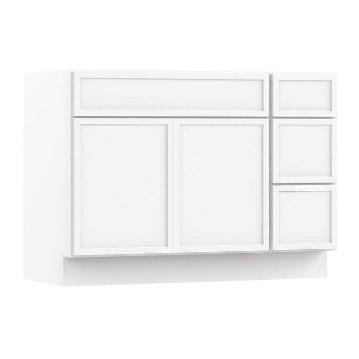51" Modern Freestanding Birch & Plywood Bathroom Vanity Base Only – Shaker Style Storage Cabinet with 3 Drawers & 2 Soft-Closing Doors VA4139-123 - HomeBeyond
