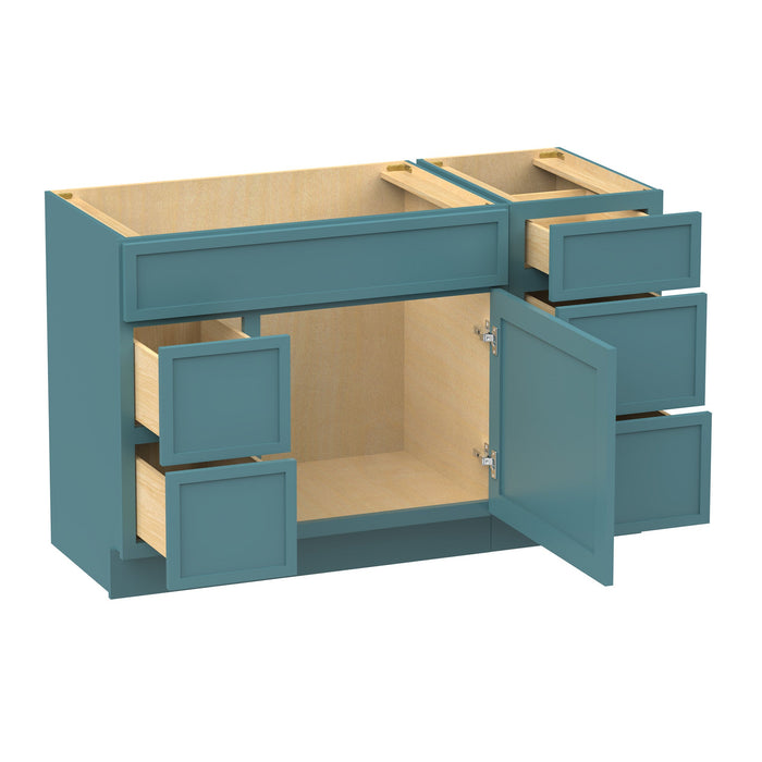 51" Modern Freestanding Birch & Plywood Bathroom Vanity Base Only – Shaker Style Storage Cabinet with 5 Drawers & 1 Door VA41362L-153 - HomeBeyond