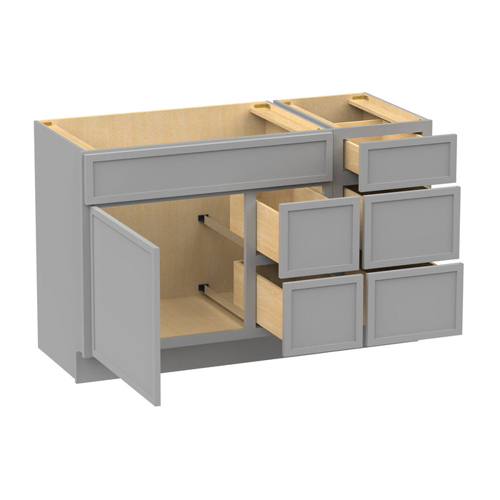 51" Modern Freestanding Birch & Plywood Bathroom Vanity Base Only – Shaker Style Storage Cabinet with 5 Drawers & 1 Soft-Closing Door VA41362R-153 - HomeBeyond