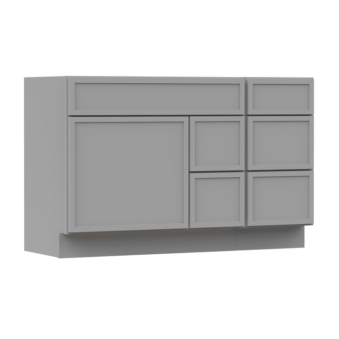 51" Modern Freestanding Birch & Plywood Bathroom Vanity Base Only – Shaker Style Storage Cabinet with 5 Drawers & 1 Soft-Closing Door VA41362R-153 - HomeBeyond