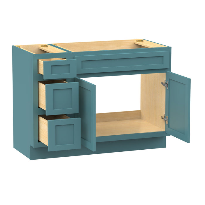 51" Modern Freestanding Oak Plywood Bathroom Vanity Base Only – Shaker Style Storage Cabinet with 3 Drawers & 2 Soft-Closing Doors VA40123-39 - HomeBeyond