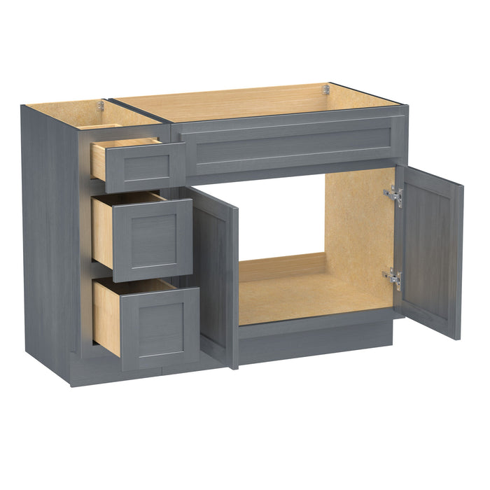51" Modern Freestanding Oak Plywood Bathroom Vanity Base Only – Shaker Style Storage Cabinet with 3 Drawers & 2 Soft-Closing Doors VA40123-39 - HomeBeyond