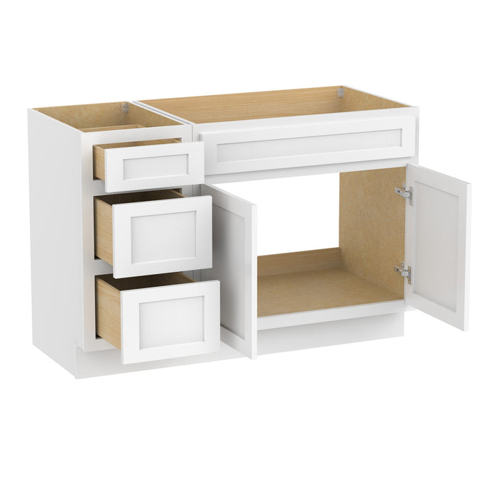 51" Modern Freestanding Oak Plywood Bathroom Vanity Base Only – Shaker Style Storage Cabinet with 3 Drawers & 2 Soft-Closing Doors VA40153-36 - HomeBeyond