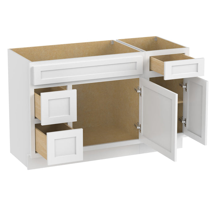 51" Modern Freestanding Oak Plywood Bathroom Vanity Base Only – Shaker Style Storage Cabinet with 3 Drawers & 2 Soft-Closing Doors VA40362L-151 - HomeBeyond