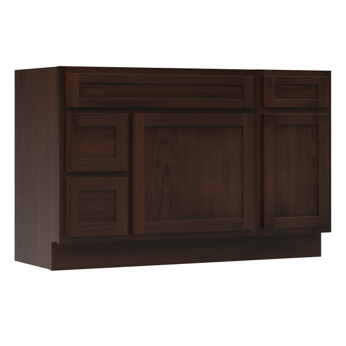 51" Modern Freestanding Oak Plywood Bathroom Vanity Base Only – Shaker Style Storage Cabinet with 3 Drawers & 2 Soft-Closing Doors VA40362L-151 - HomeBeyond