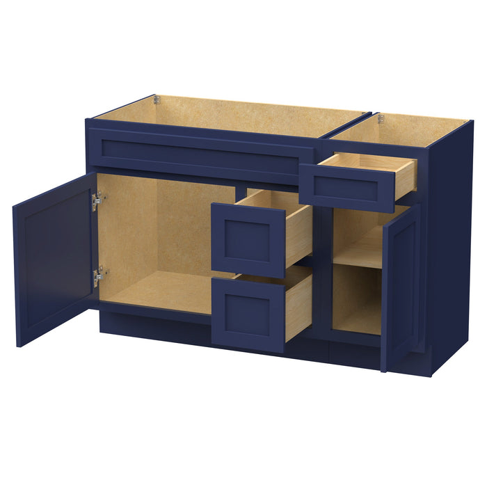 51" Modern Freestanding Oak Plywood Bathroom Vanity Base Only – Shaker Style Storage Cabinet with 3 Drawers & 2 Soft-Closing Doors VA40362R-151 - HomeBeyond