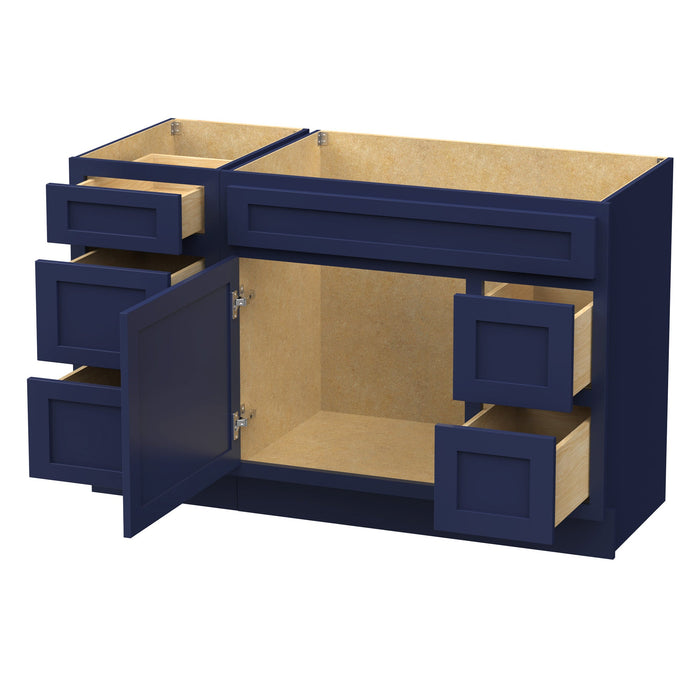 51" Modern Freestanding Oak Plywood Bathroom Vanity Base Only – Shaker Style Storage Cabinet with 5 Drawers & 1 Soft-Closing Door VA40153-362R - HomeBeyond