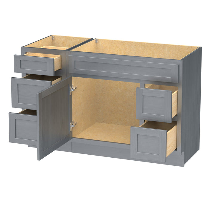 51" Modern Freestanding Oak Plywood Bathroom Vanity Base Only – Shaker Style Storage Cabinet with 5 Drawers & 1 Soft-Closing Door VA40153-362R - HomeBeyond