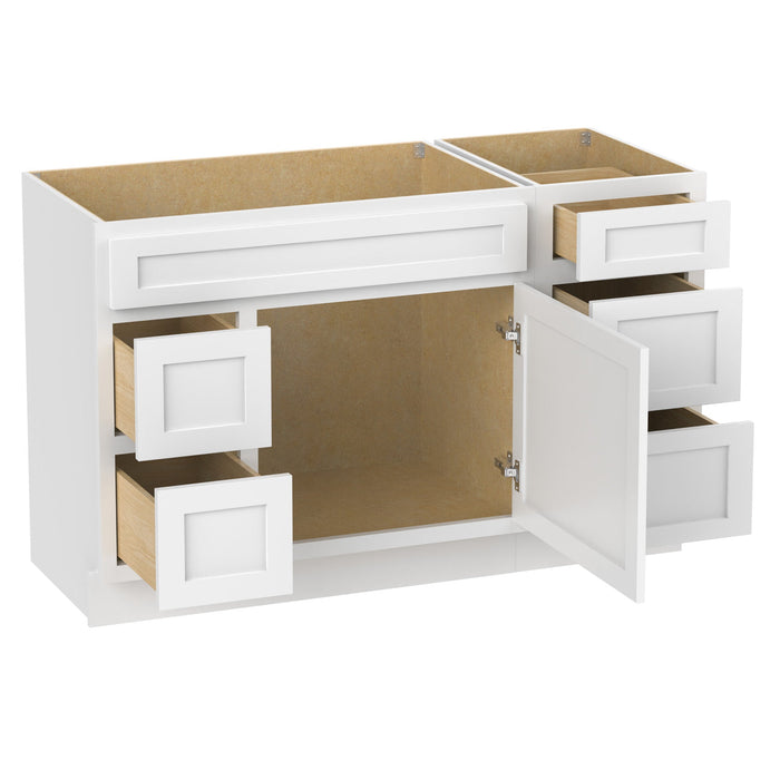 51" Modern Freestanding Oak Plywood Bathroom Vanity Base Only – Shaker Style Storage Cabinet with 5 Drawers & 1 Soft-Closing Door VA40362L-153 - HomeBeyond