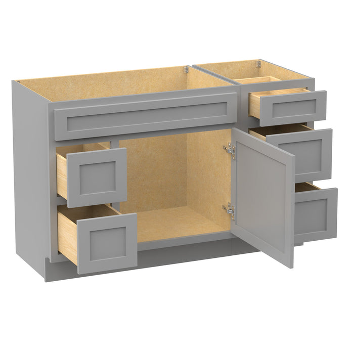 51" Modern Freestanding Oak Plywood Bathroom Vanity Base Only – Shaker Style Storage Cabinet with 5 Drawers & 1 Soft-Closing Door VA40362L-153 - HomeBeyond