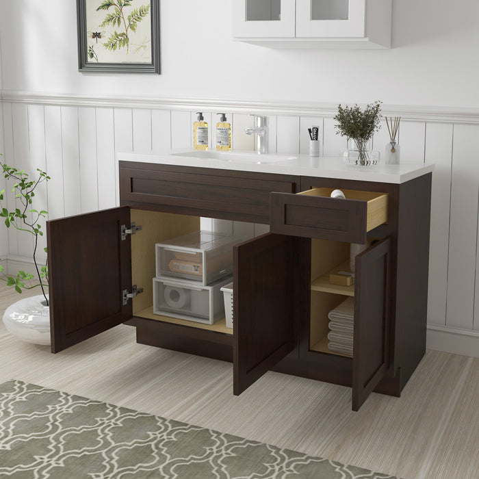 51" Oak Bathroom Vanity Cabinet without Top - 1 Drawer & 3 Doors - HomeBeyond