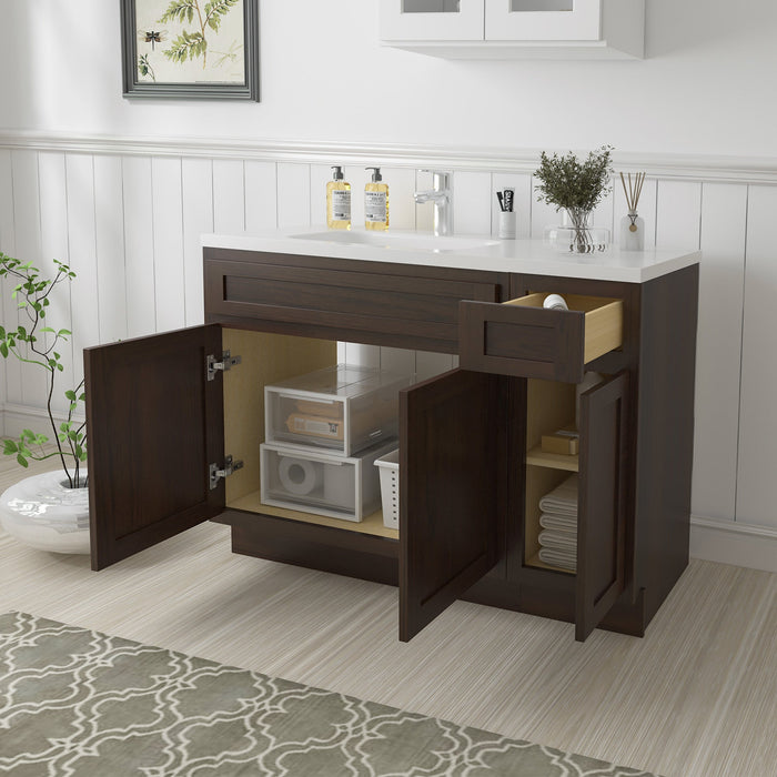 51" Oak Bathroom Vanity Cabinet without Top - 1 Drawer & 3 Doors - HomeBeyond
