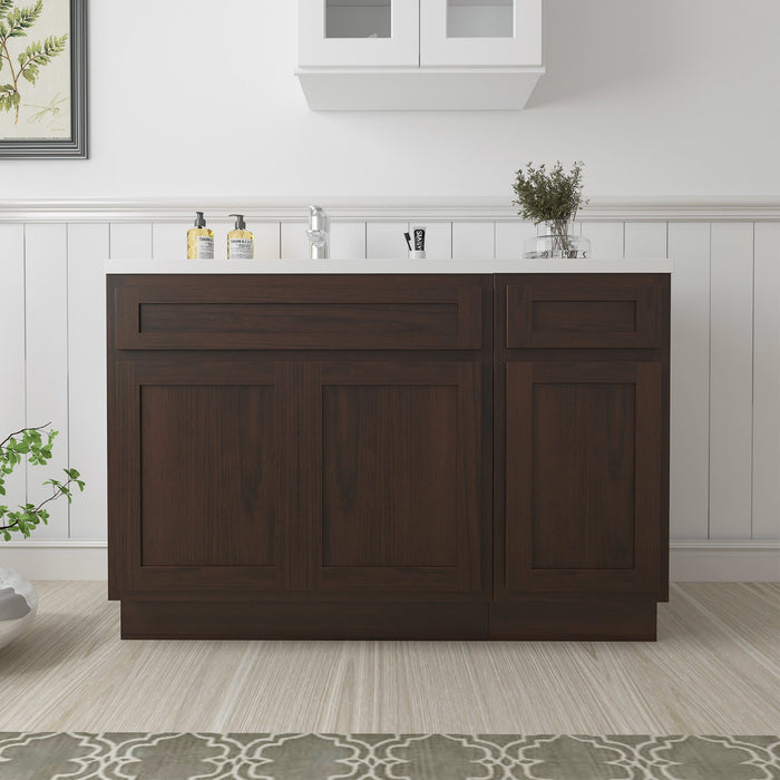 51" Oak Bathroom Vanity Cabinet without Top - 1 Drawer & 3 Doors - HomeBeyond