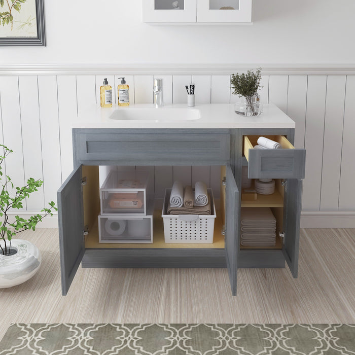 51" Oak Bathroom Vanity Cabinet without Top - 1 Drawer & 3 Doors - HomeBeyond