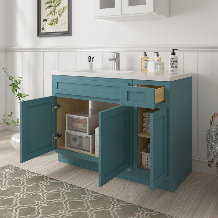 51" Oak Bathroom Vanity Cabinet without Top - 1 Drawer & 3 Doors - HomeBeyond