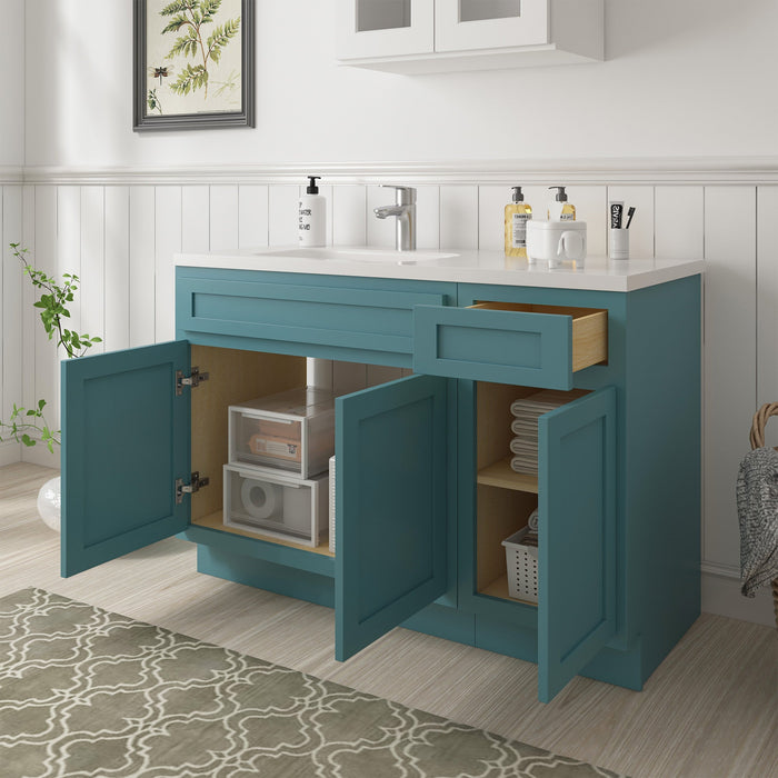 51" Oak Bathroom Vanity Cabinet without Top - 1 Drawer & 3 Doors - HomeBeyond