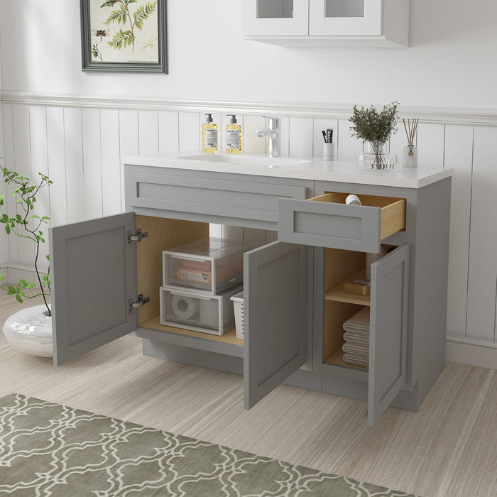 51" Oak Bathroom Vanity Cabinet without Top - 1 Drawer & 3 Doors - HomeBeyond