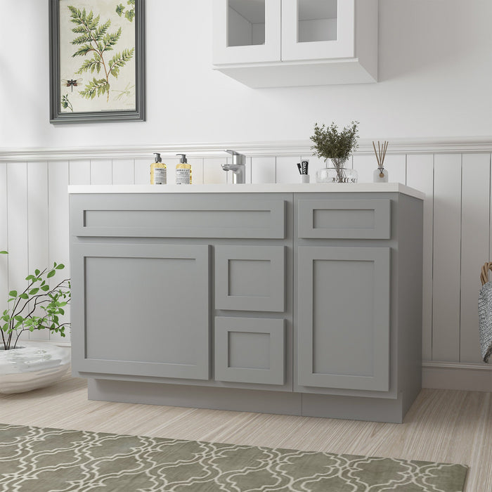 51" Oak Bathroom Vanity Cabinet without Top - 3 Drawers & 2 Doors - HomeBeyond