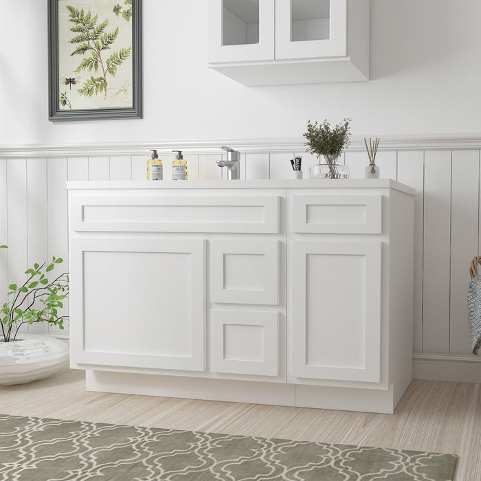 51" Oak Bathroom Vanity Cabinet without Top - 3 Drawers & 2 Doors - HomeBeyond