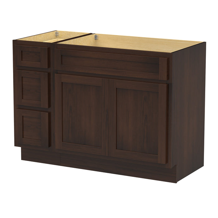 51" Oak Bathroom Vanity Cabinet without Top - 3 Drawers & 2 Doors - HomeBeyond