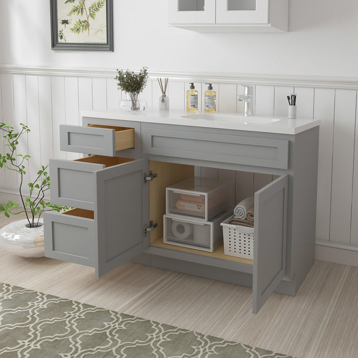 51" Oak Bathroom Vanity Cabinet without Top - 3 Drawers & 2 Doors - HomeBeyond