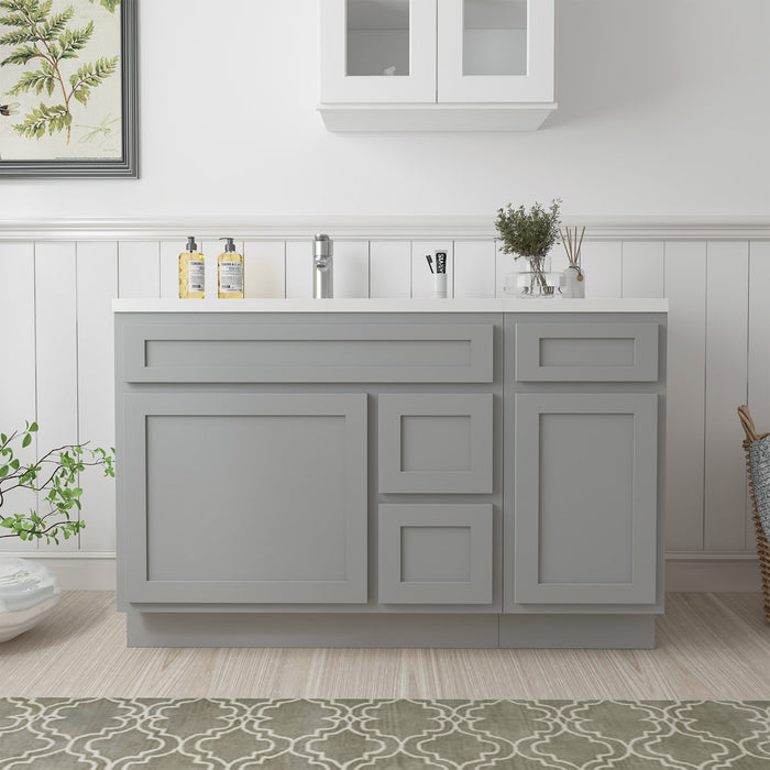 51" Oak Bathroom Vanity Cabinet without Top - 3 Drawers & 2 Doors - HomeBeyond