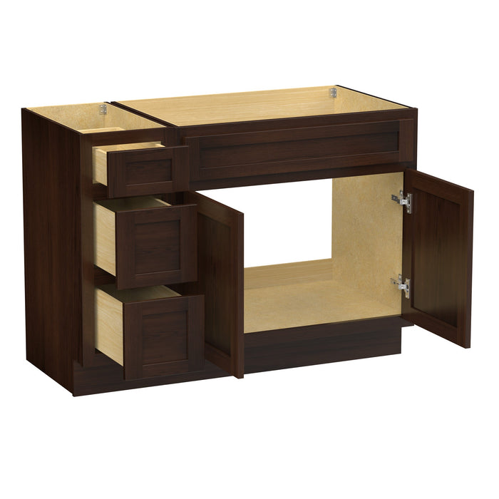 51" Oak Bathroom Vanity Cabinet without Top - 3 Drawers & 2 Doors - HomeBeyond