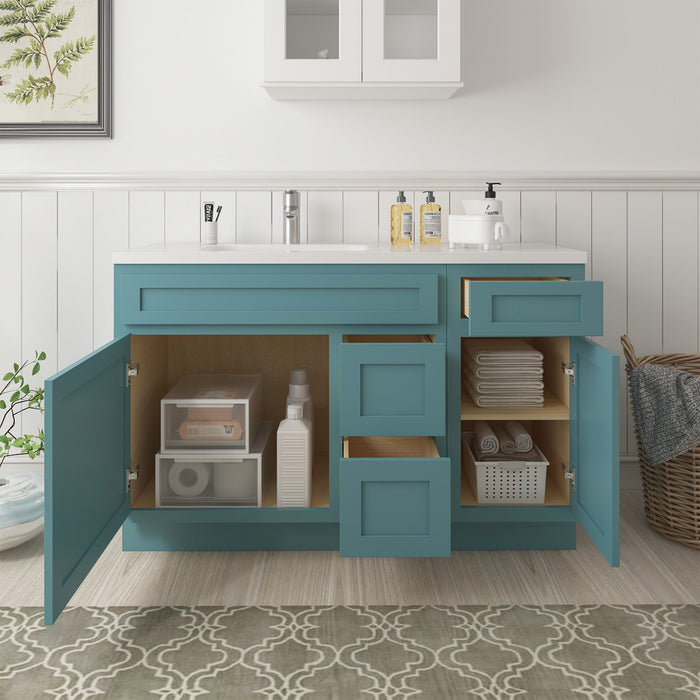 51" Oak Bathroom Vanity Cabinet without Top - 3 Drawers & 2 Doors - HomeBeyond