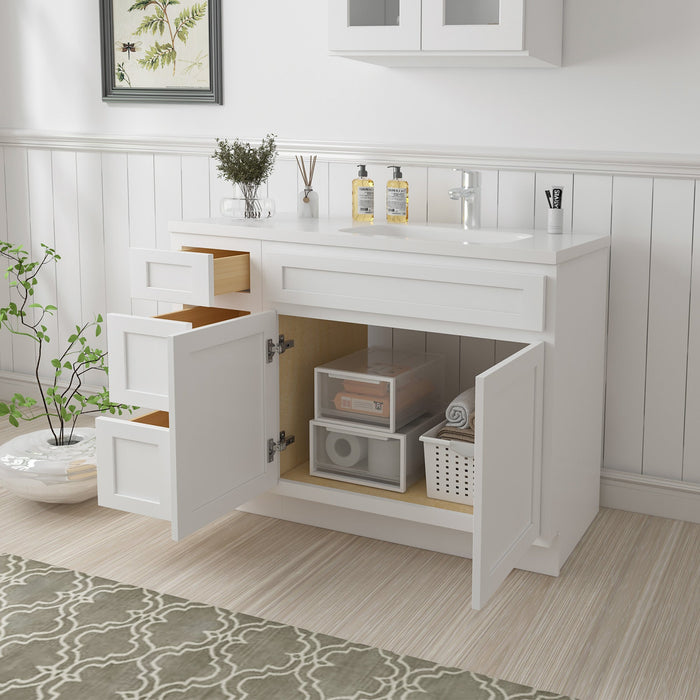 51" Oak Bathroom Vanity Cabinet without Top - 3 Drawers & 2 Doors - HomeBeyond