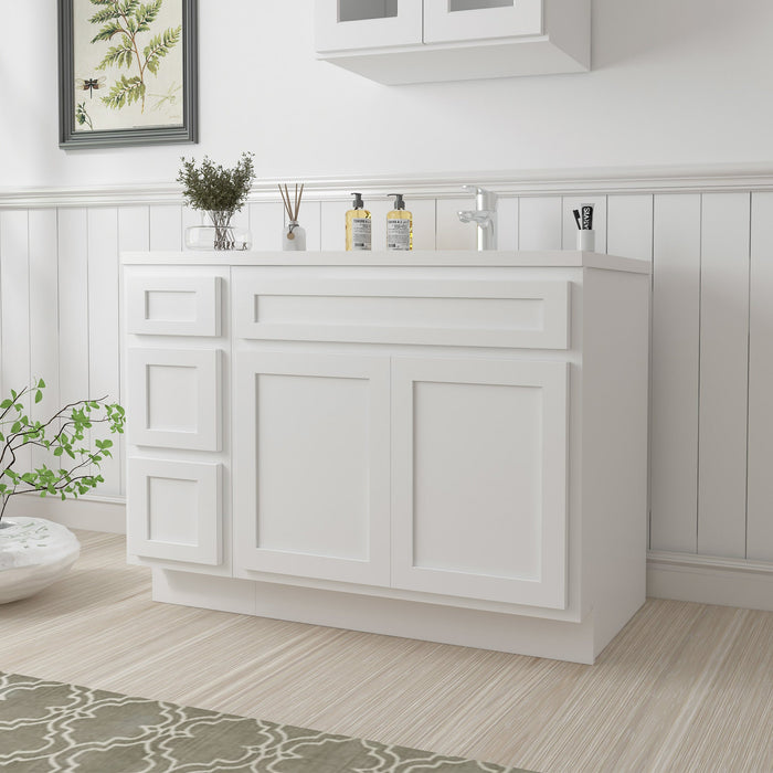 51" Oak Bathroom Vanity Cabinet without Top - 3 Drawers & 2 Doors - HomeBeyond