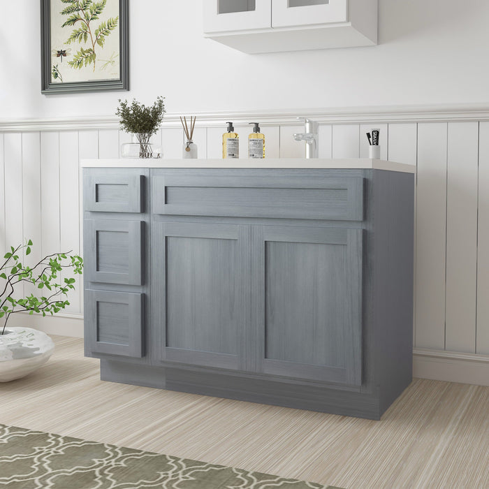 51" Oak Bathroom Vanity Cabinet without Top - 3 Drawers & 2 Doors - HomeBeyond