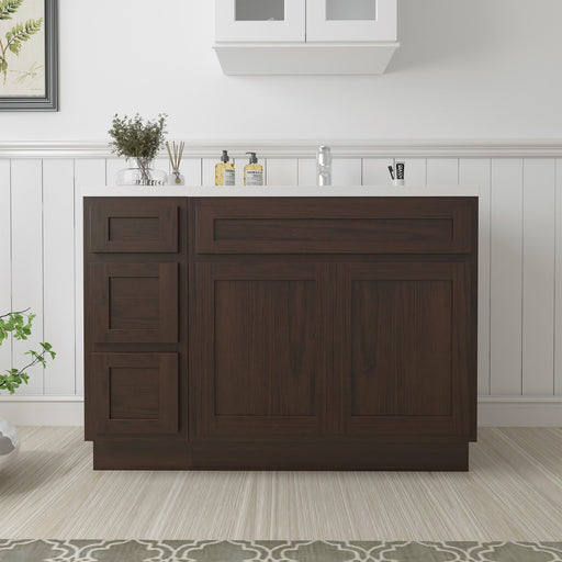 51" Oak Bathroom Vanity Cabinet without Top - 3 Drawers & 2 Doors - HomeBeyond