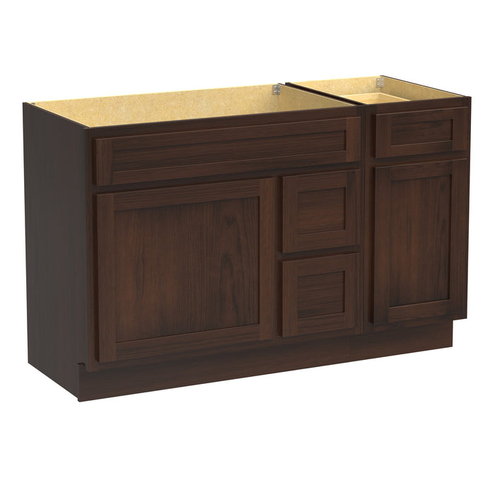 51" Oak Bathroom Vanity Cabinet without Top - 3 Drawers & 2 Doors - HomeBeyond