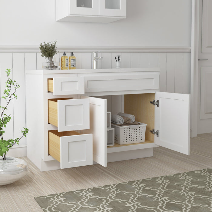 51" Oak Bathroom Vanity Cabinet without Top - 3 Drawers & 2 Doors - HomeBeyond