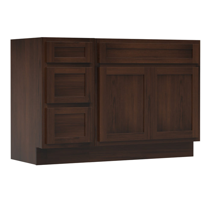 51" Oak Bathroom Vanity Cabinet without Top - 3 Drawers & 2 Doors - HomeBeyond
