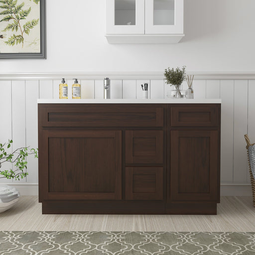 51" Oak Bathroom Vanity Cabinet without Top - 3 Drawers & 2 Doors - HomeBeyond