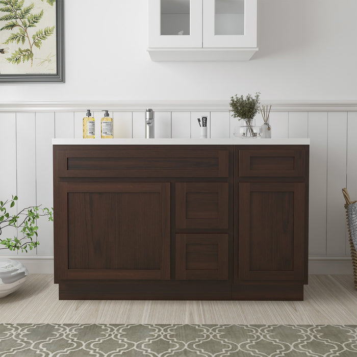 51" Oak Bathroom Vanity Cabinet without Top - 3 Drawers & 2 Doors - HomeBeyond