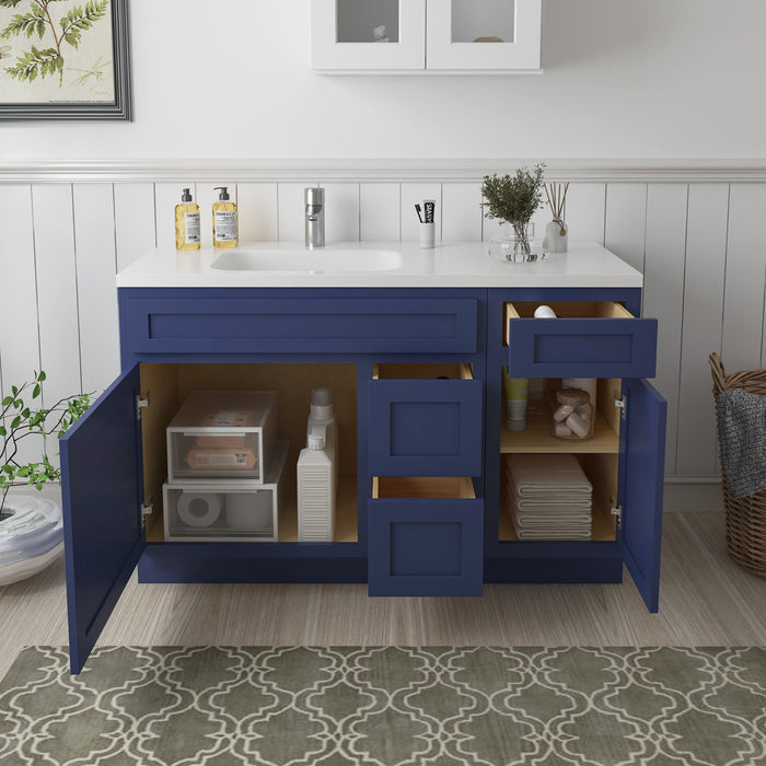 51" Oak Bathroom Vanity Cabinet without Top - 3 Drawers & 2 Doors - HomeBeyond
