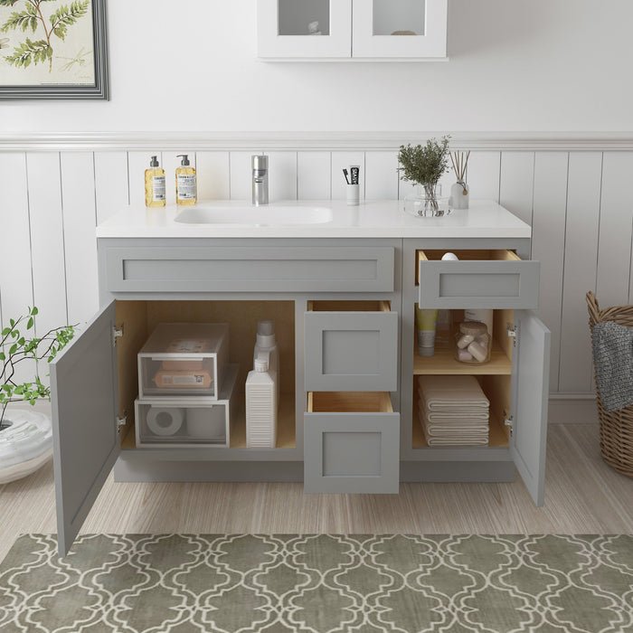 51" Oak Bathroom Vanity Cabinet without Top - 3 Drawers & 2 Doors - HomeBeyond