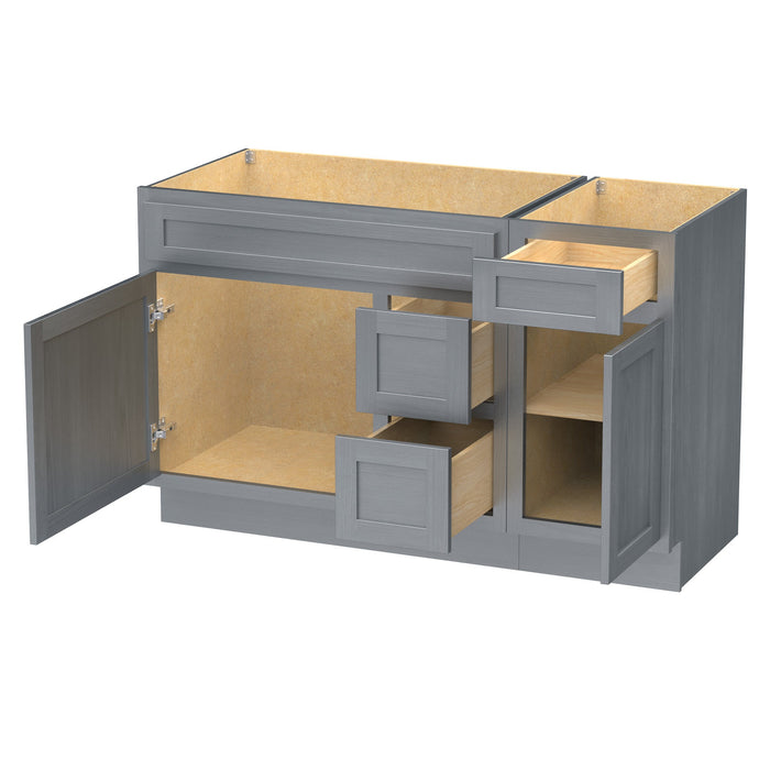 51" Oak Bathroom Vanity Cabinet without Top - 3 Drawers & 2 Doors - HomeBeyond