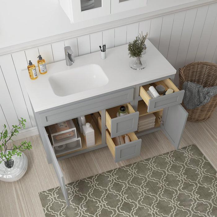 51" Oak Bathroom Vanity Cabinet without Top - 3 Drawers & 2 Doors - HomeBeyond