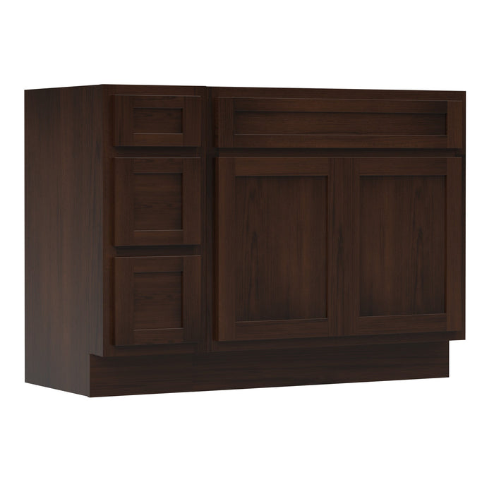 51" Oak Bathroom Vanity Cabinet without Top - 3 Drawers & 2 Doors - HomeBeyond