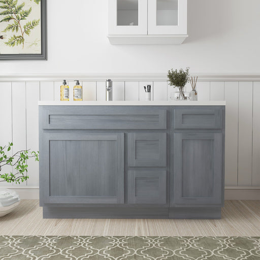 51" Oak Bathroom Vanity Cabinet without Top - 3 Drawers & 2 Doors - HomeBeyond