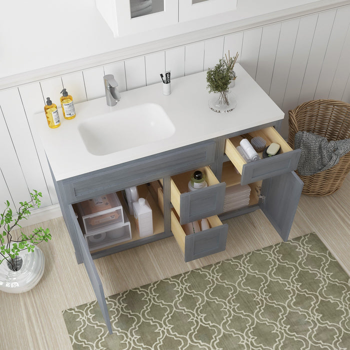 51" Oak Bathroom Vanity Cabinet without Top - 3 Drawers & 2 Doors - HomeBeyond