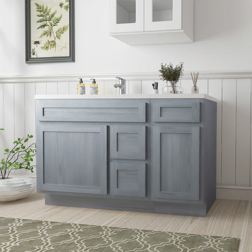 51" Oak Bathroom Vanity Cabinet without Top - 3 Drawers & 2 Doors - HomeBeyond