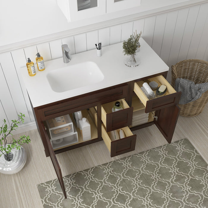 51" Oak Bathroom Vanity Cabinet without Top - 3 Drawers & 2 Doors - HomeBeyond