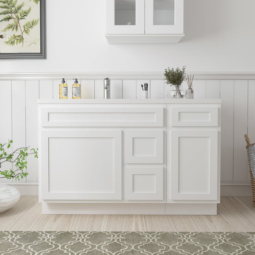 51" Oak Bathroom Vanity Cabinet without Top - 3 Drawers & 2 Doors - HomeBeyond